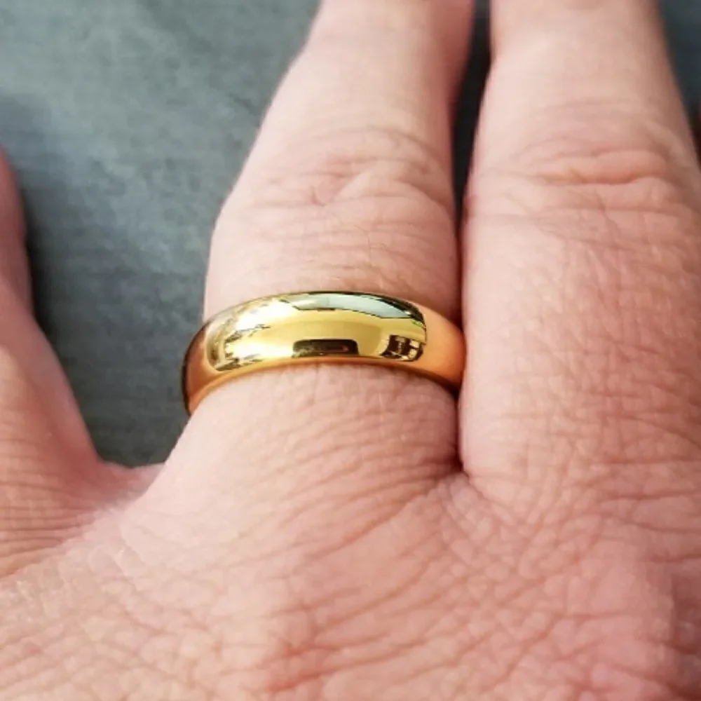 Men's Gold Tungsten Wedding Ring Band - Gold Wedding Ring For Him - Picture 2 of 8